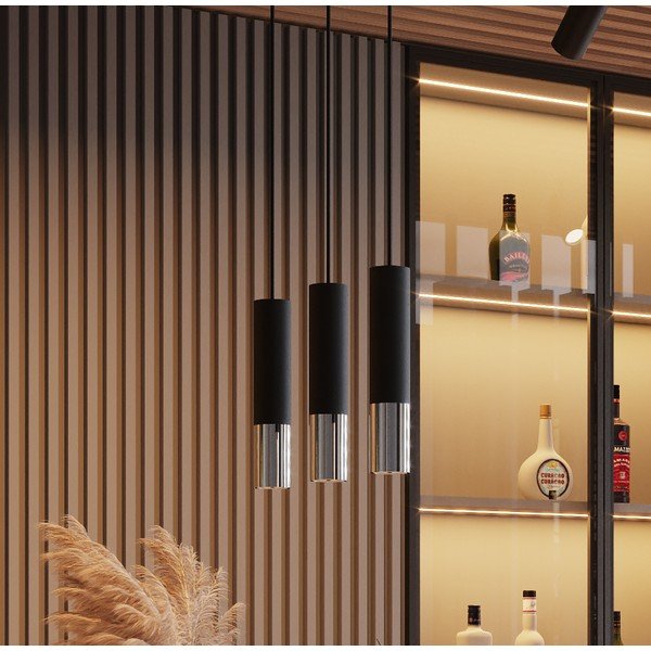 Kovinska stropna svetilka v črni in srebrni barvi ø 6 cm Longbot – Sollux-image-3