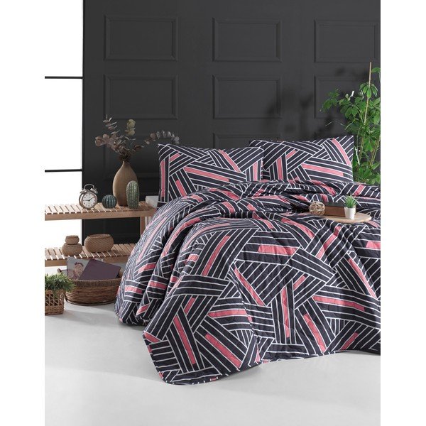 Črn komplet pregrinjala in prevleke za vzglavnik iz renforce bombaža 240x225 cm Magnolia – Mijolnir-image-1