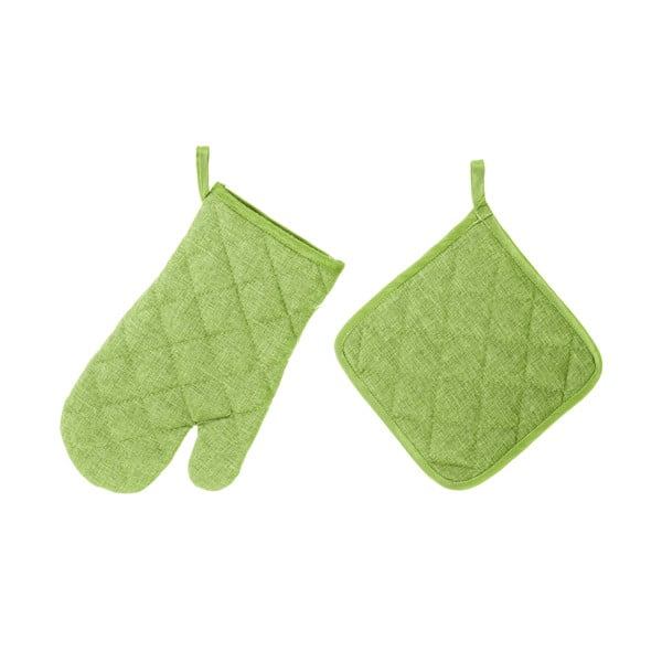 Komplet limetinih zelenih kuhinjskih rokavic in prijemalke Casa Selección