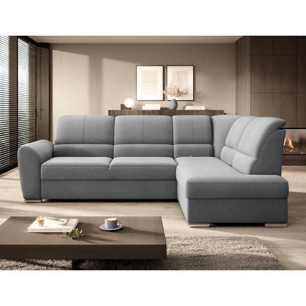 Siva žametna raztegljiva/s prostorom za shranjevanje kotna sedežna garnitura (desni kot/v obliki črke L) Siber – ELTAP-image-3