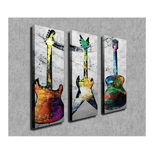 3-delna stenska slika na platnu Guitars-image-2