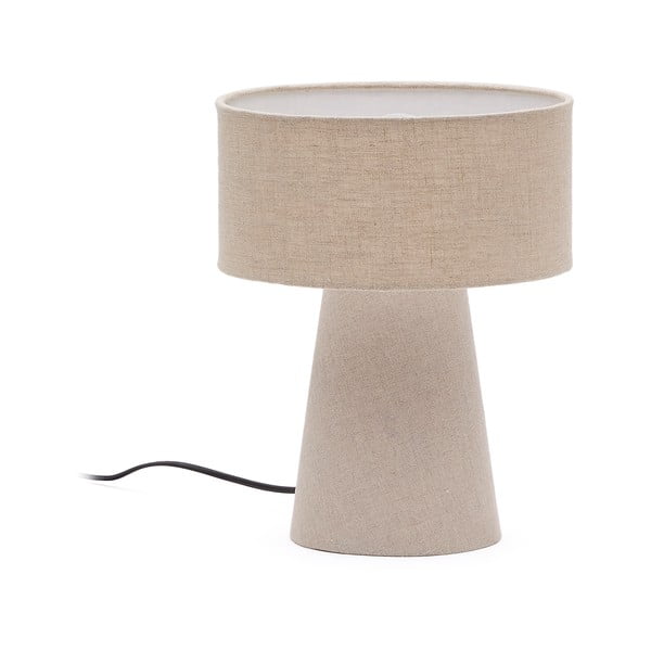 Sivo-bež namizna svetilka s tekstilnim senčilom (višina 35 cm) Algaida – Kave Home