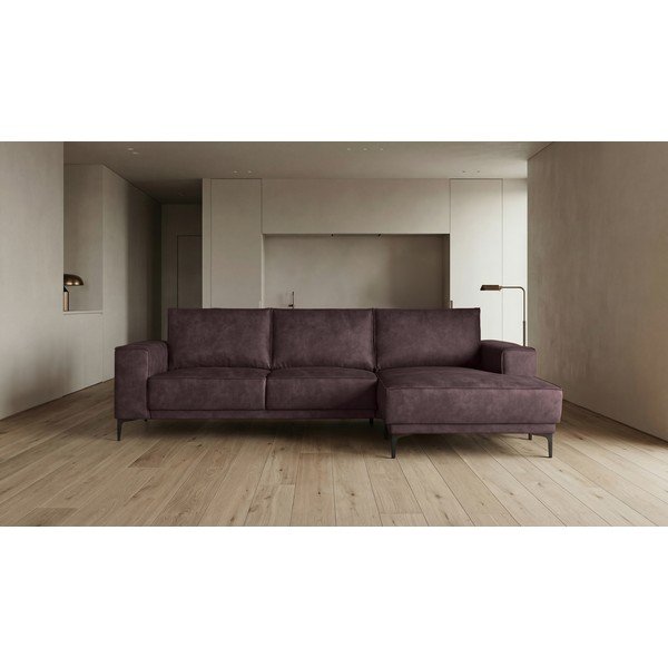 Temno rjava kotna sedežna garnitura iz imitacije usnja (desni kot) Copenhagen – Scandic-image-4