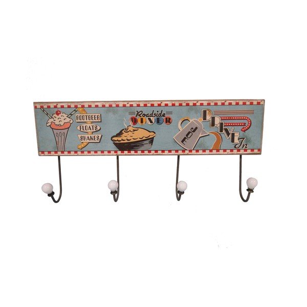 Retro obešalnik s štirimi kavlji Diner