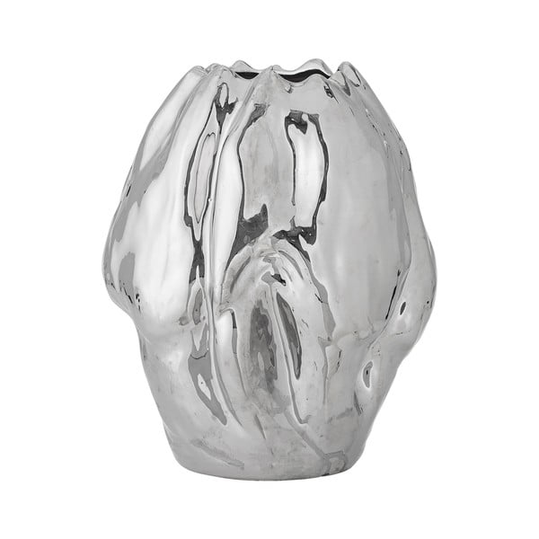 Vaza iz kamenine v srebrni barvi (višina 29 cm) Bobby – Bloomingville