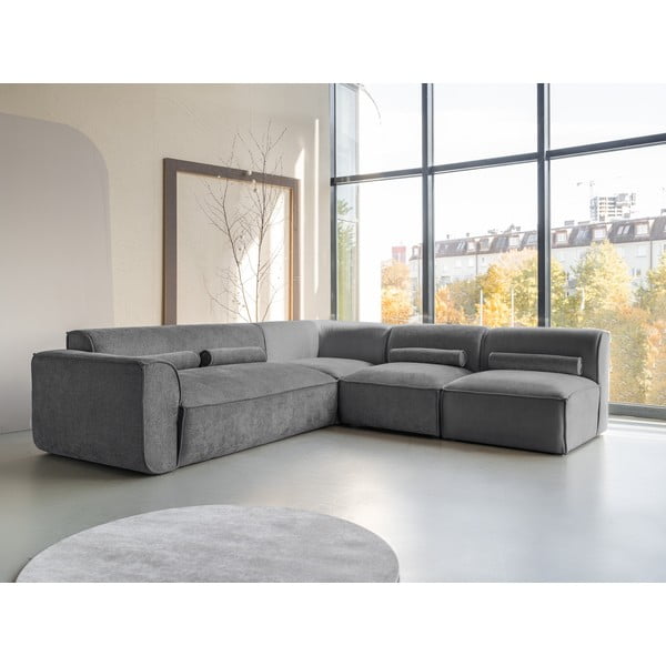 Siva kotna sedežna garnitura (desni kot) Flex Felix – Miuform-image-3