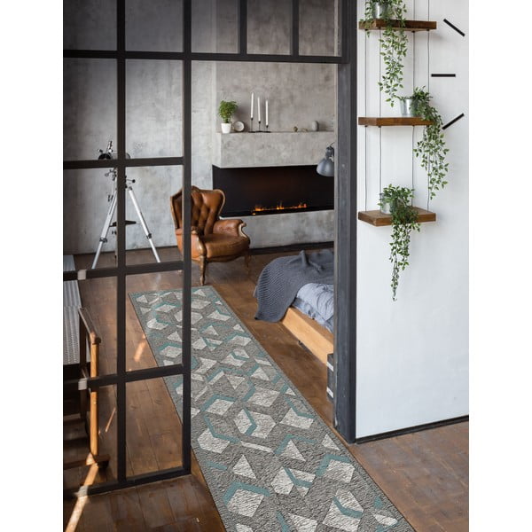 Sivo-moder tekač Floorita Hypnotik, 55 x 115 cm-image-1