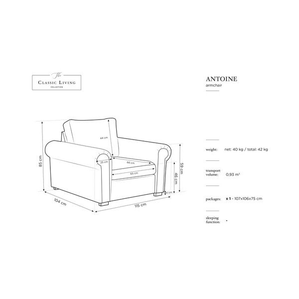 Svetlo siva Windsor & Co Sofas Fotelj Hermes-image-1