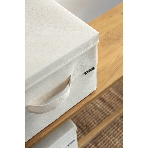 Bež tekstilna škatla za shranjevanje s pokrovom 31x41x22 cm Soft Storage Medium – Bigso-image-3