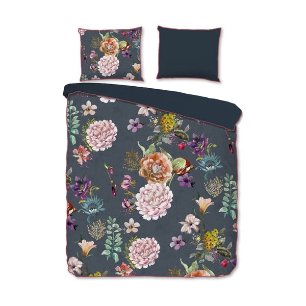 Antracitno siva podaljšana posteljnina za zakonsko posteljo iz bombažnega satena 240x220 cm Parma – Descanso