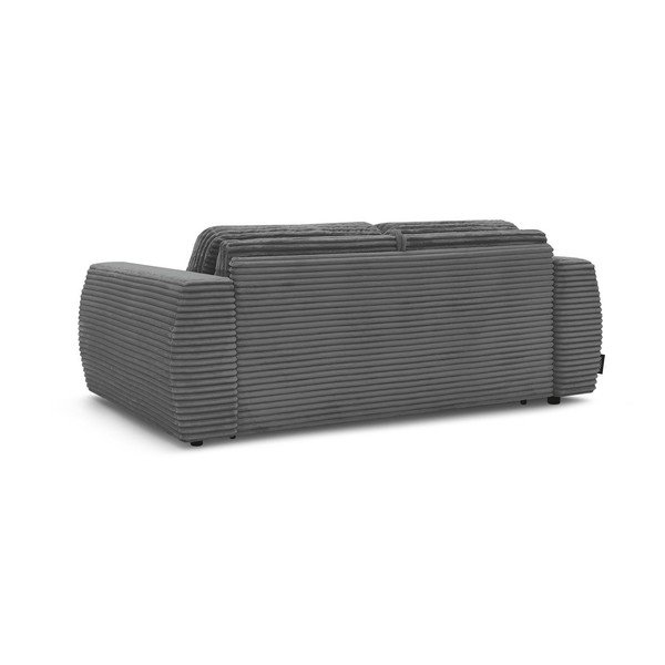 Temno siva sedežna garnitura za spanje/raztegljiva iz rebrastega žameta 220 cm Hugo – Bobochic Paris-image-4