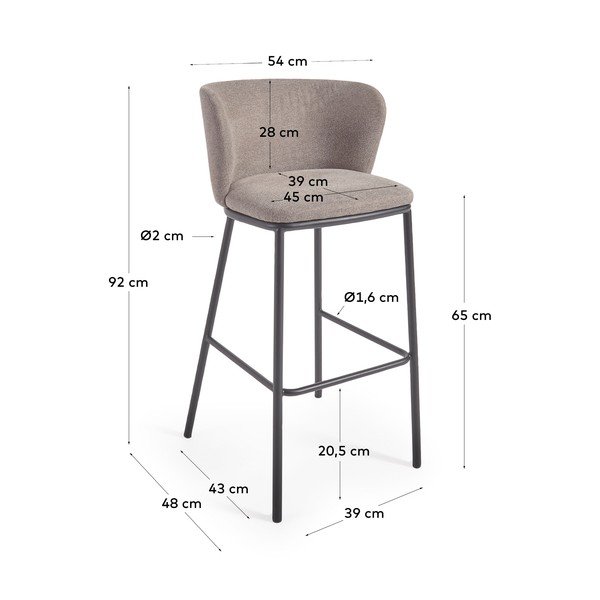 Svetlo rjavi barski stoli v kompletu 2 ks 92 cm Ciselia – Kave Home-image-4