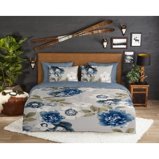 Modro-siva flanelna posteljnina za zakonsko posteljo/podaljšana 200x220 cm Gabin – Good Morning
