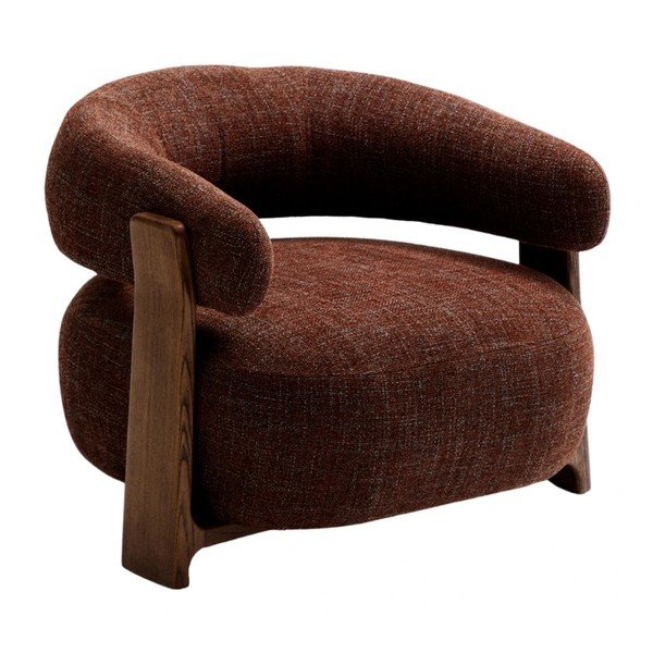 Rjav fotelj iz šenilje Granite – Kave Home