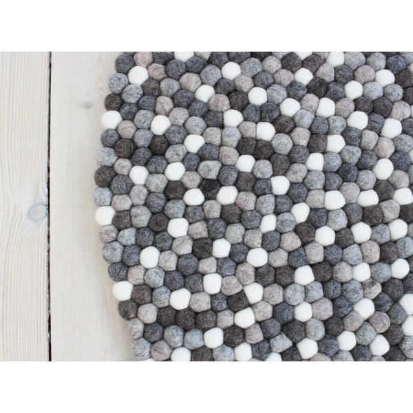 Sivo-bela preproga iz volnenega filca Wooldot Ball Rugs, ⌀ 90 cm