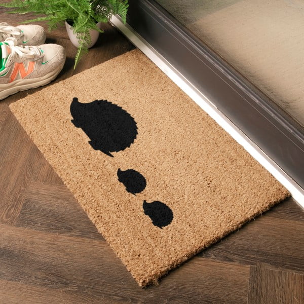 Predpražnik iz kokosovih vlaken 40x60 cm Hedgehog Family – Artsy Doormats-image-1