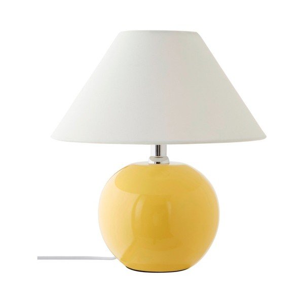 Rumena/kremno bela keramična namizna svetilka (višina 29 cm) Karamell – Jotex