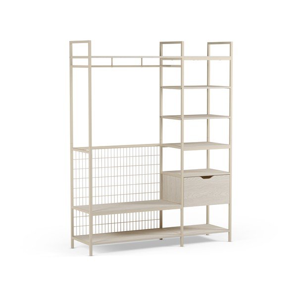 Kremno bela odprta jeklena garderobna omara 140x179,5x40 cm Amara – Marckeric