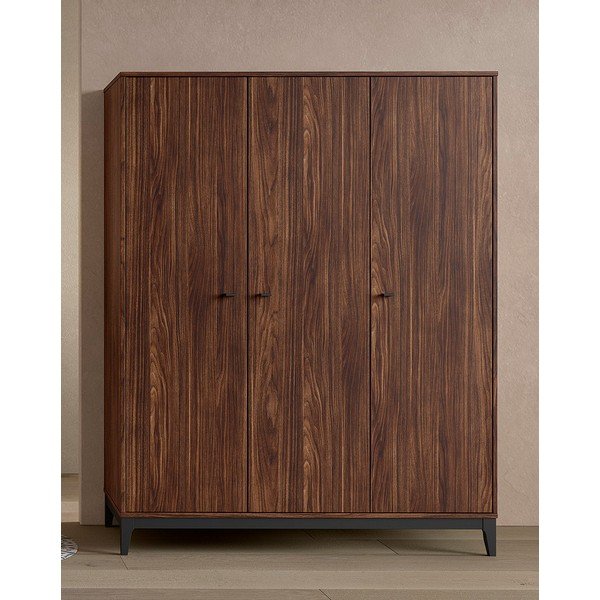 Garderobna omara v orehovem dekorju v temni naravni barvi 148x190x55 cm Ilyas – Vipack-image-1