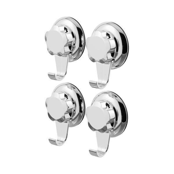 Kovinski obešalniki v srebrni barvi z namestitvijo brez vrtanja v kompletu 4 ks Bestlock Bath – Compactor