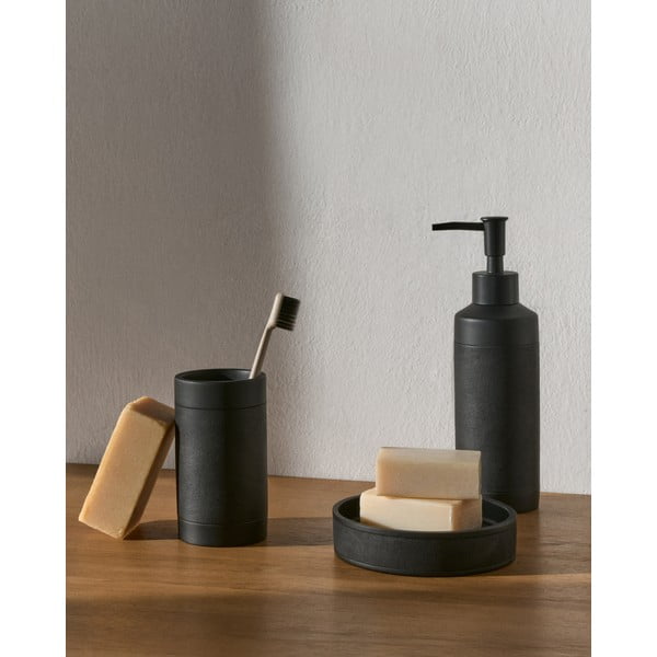Črn lonček za zobne ščetke iz poliresina Sisel – Kave Home-image-1
