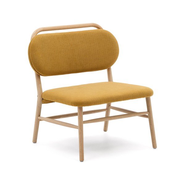 Gorčično rumen fotelj iz šenilje Helda – Kave Home