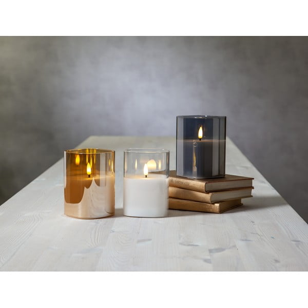 Siva LED sveča iz voska v steklu Star Trading Flamme, višina 12,5 cm-image-4