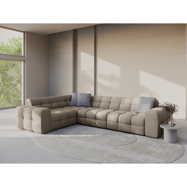 Rjava kotna sedežna garnitura v obliki črke L (levi kot) Kendal – Micadoni -image-1