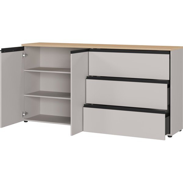 Sivo-bež/v svetli naravni barvi komoda 180x91x41 cm Cormano – Germania-image-3