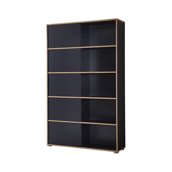 Črna knjižna omara z drsnimi vrati Germania Slide-image-2