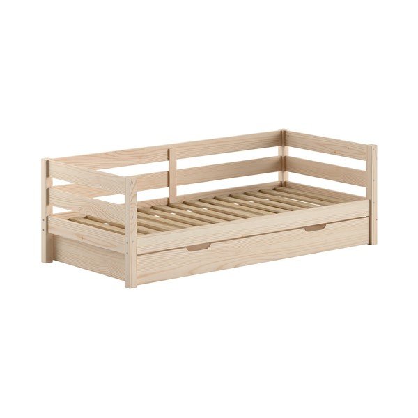 Otroška postelja iz masivnega bora z dodatnim ležiščem z letvenim dnom 90x200 cm v naravni barvi Margrit – Vipack