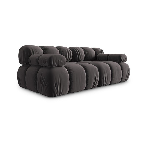 Temno siva žametna sedežna garnitura 188 cm Bellis – Micadoni Home-image-3