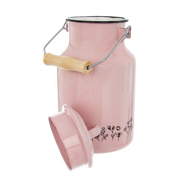 Rožnat emajliran vrč za mleko Orion Meadow, 2 l-image-2