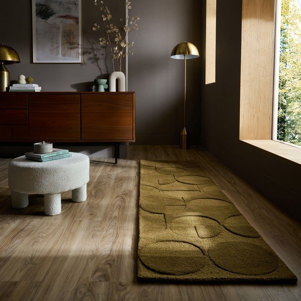 Temno zelen ročno tkan volnen tekač 60x230 cm Gigi – Flair Rugs-image-1