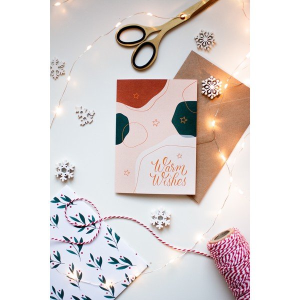 Božična voščilnica iz recikliranega papirja z ovojnico Printintin Warm Wishes, format A6-image-1