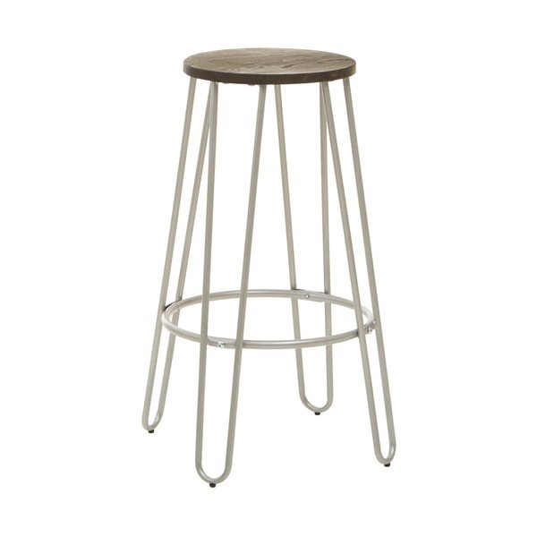 Barsko stol iz masivnega bresta v srebrni barvi/v naravni barvi (višina sedeža 75 cm) District – Premier Housewares
