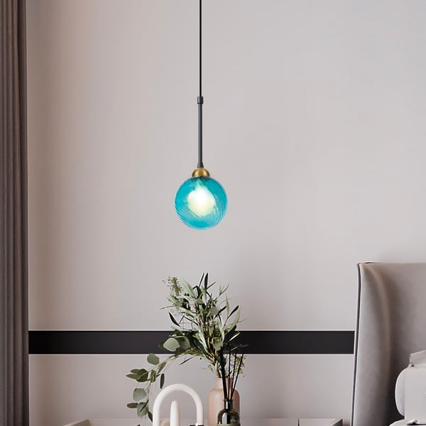 Modra viseča svetilka s steklenim senčilom ø 12 cm Twister – Squid Lighting-image-2