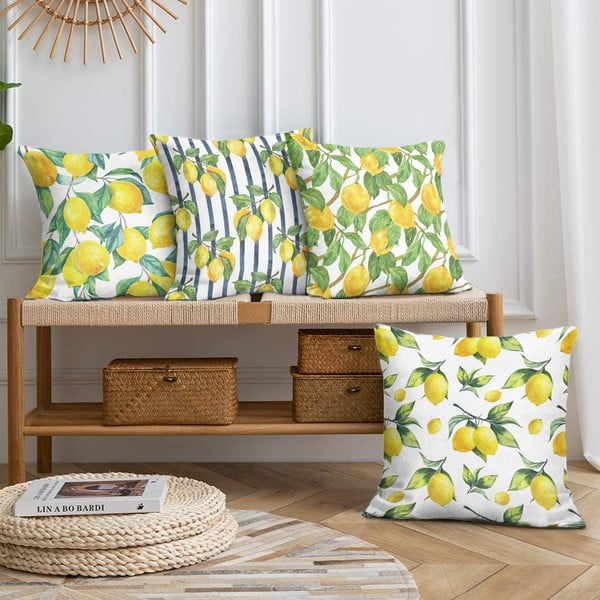 Prevleke za blazino v kompletu 4 ks 43x43 cm Lemons – Mila Home