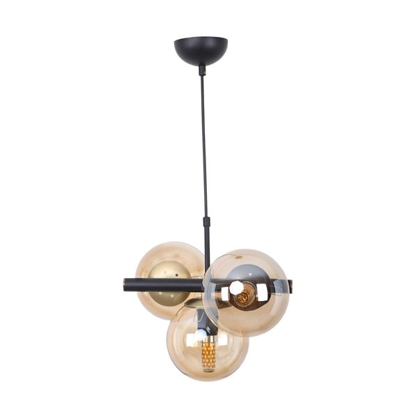 Rumena/črna viseča svetilka s steklenim senčnikom ø 15 cm Cascade – Squid Lighting