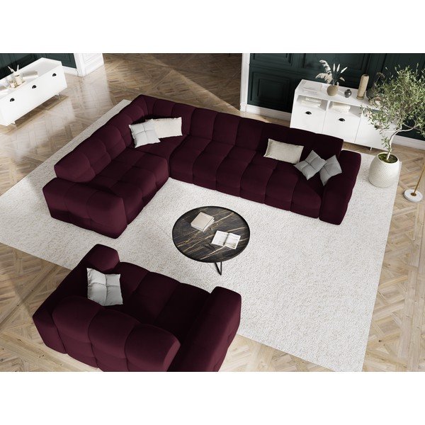 Bordo rdeč žametni kavč 156 cm Kendal - Micadoni Home-image-1