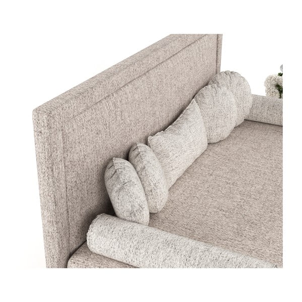 Svetlo rjava oblazinjena postelja 90x200 cm Scala – Maison de Rêve-image-1