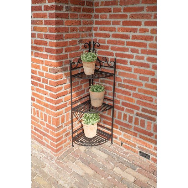 Črno kovinsko kotno zložljivo stojalo za rože Esschert Design-image-1