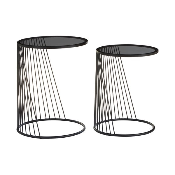 Okrogle stranske mizice s stekleno mizno ploščo v kompletu 2 ks Trento – Premier Housewares-image-2