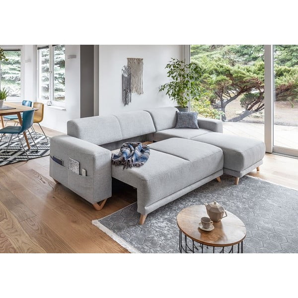 Svetlo siva raztegljiva/s prostorom za shranjevanje kotna sedežna garnitura Classy Sophie – Miuform-image-4