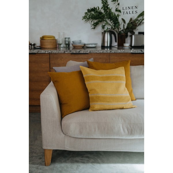 Lanena prevleka za blazino 40x40 cm Amber Bronze Stripes – Linen Tales-image-1