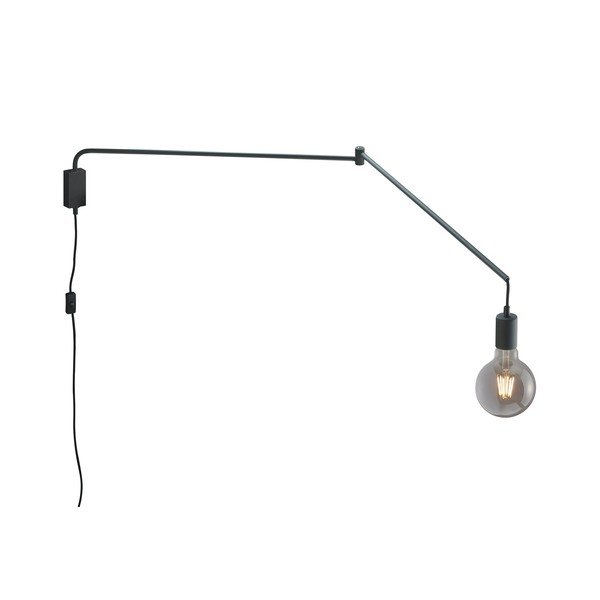 Mat črna stenska svetilka z upogljivo konstrukcijo z vtikačem Line – Trio