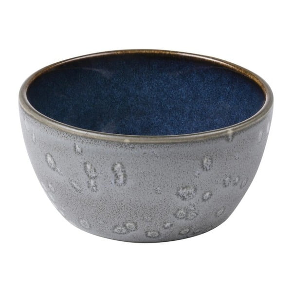 Skleda iz sive keramike z notranjo glazuro v temno modri barvi Bitz Mensa, premer 10 cm