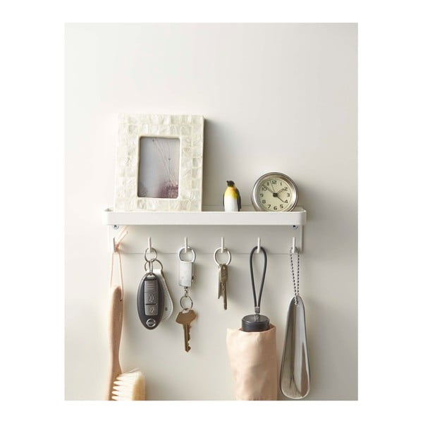 Bel stenski obešalnik za ključe s košarico YAMAZAKI Smart-image-4