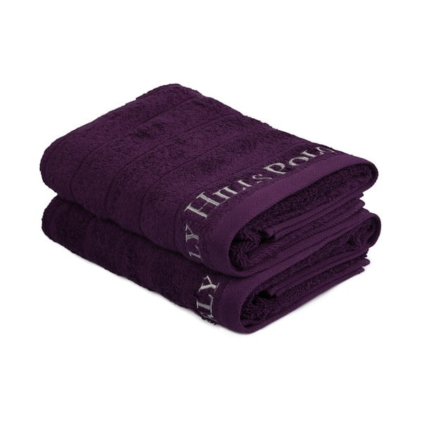 Komplet 2 vijoličastih brisač za roke, 90 x 50 cm