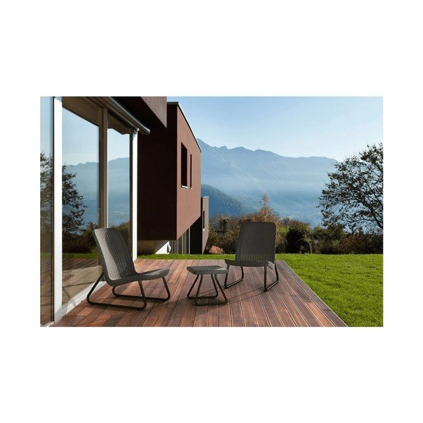 Temno siva vrtna garnitura iz umetnega ratana za 2 osebi Rio – Keter-image-1